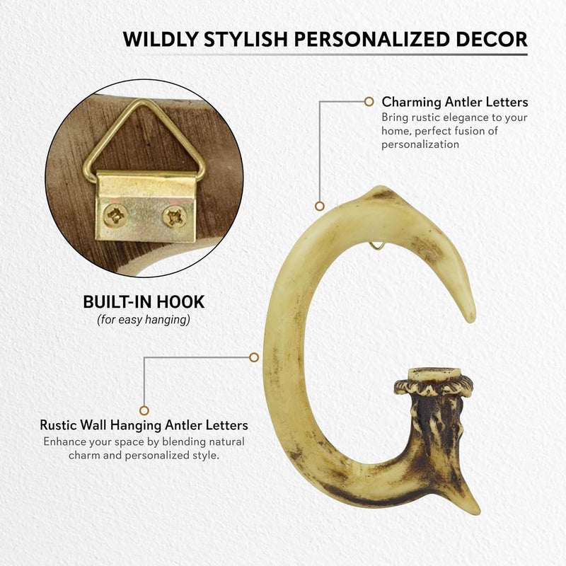 Pine Ridge Personalized Name Art 6" Antler Letter G Home Decor - 3D Western Decorative Hanging Wall Letters Decorations Deer Antler Monogram Hunting Sign Design - Unique Gift Ideas - Image 5